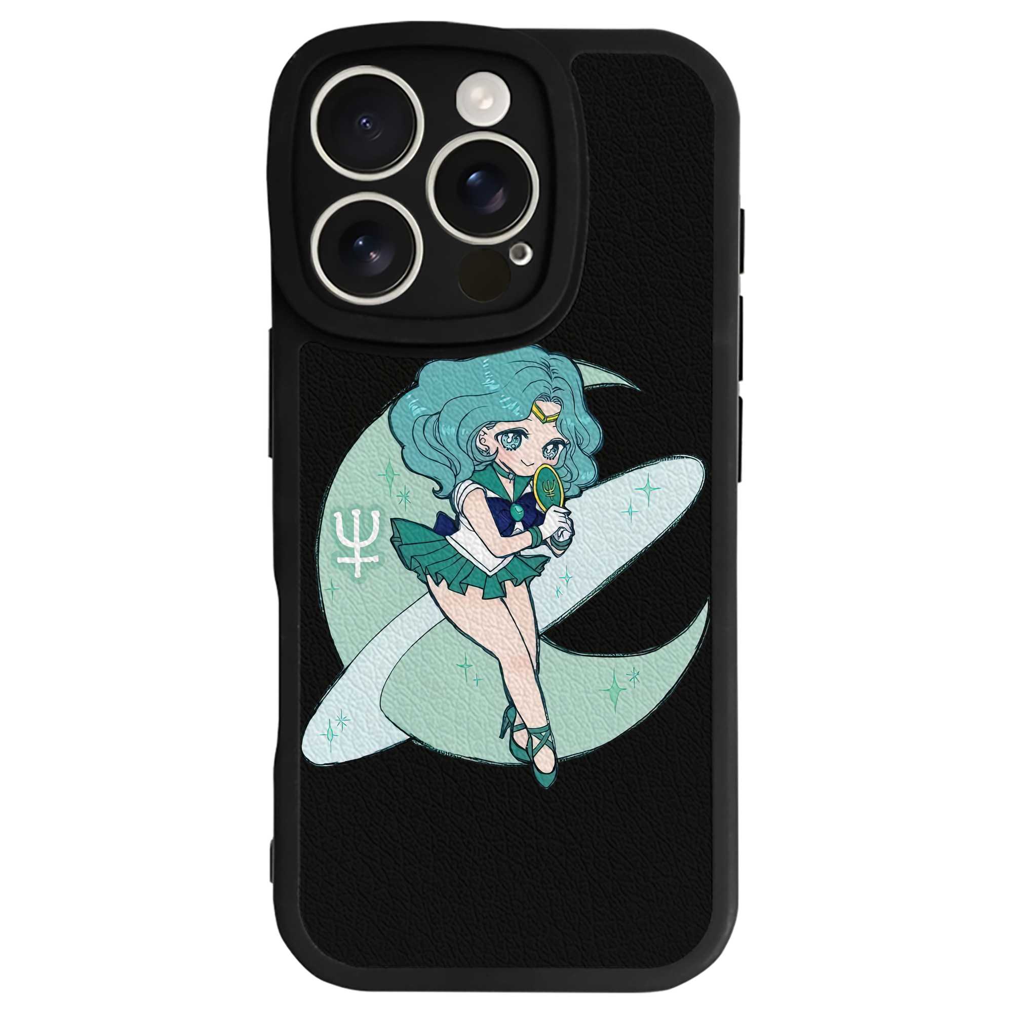 （画像用） 美少女戦士セーラームーン 海王 みちる（かいおう みちる） Sailor Moon Kaiou Michiru 【iPhone 16シリーズ対応】シリコンスマホケース（レザー調） 材質：シリコン